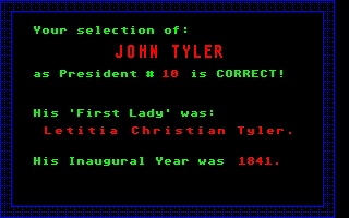 Presidential Quiz (The) atari screenshot